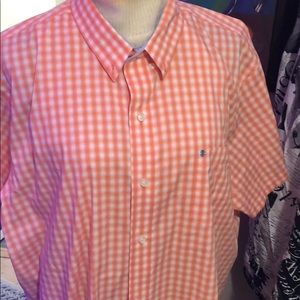 IZOD XXL Orange 🍊 Plaid Short Sleeve Button Down